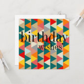 Carte d'anniversaire géométrique de style nordique (Devant/Arrière en situation)