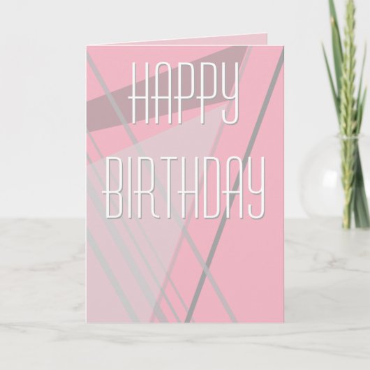 Carte d'anniversaire géométrique rose simple (Devant)