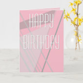 Carte d'anniversaire géométrique rose simple (Fleur jaune)