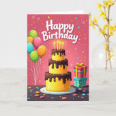 Carte d'anniversaire Gift Stack (Fleur jaune)