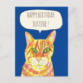 Carte d'anniversaire ginger chat tabby chats chato (Devant)