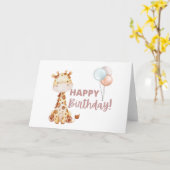 Carte d'anniversaire Giraffe (Fleur jaune)