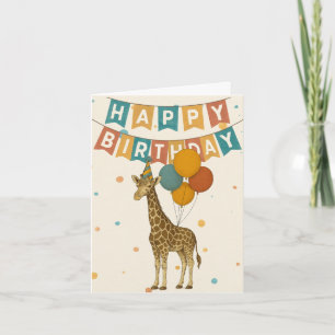Carte d'anniversaire Giraffe - animal de fête