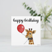 Carte d'anniversaire Giraffe peinte à la main (Debout devant)