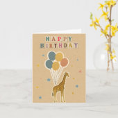 Carte d'anniversaire Giraffe - style collage rétro (Fleur jaune)