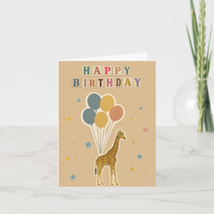 Carte d'anniversaire Giraffe - style collage rétro