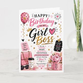 Carte d'anniversaire Girl Boss pour fille 