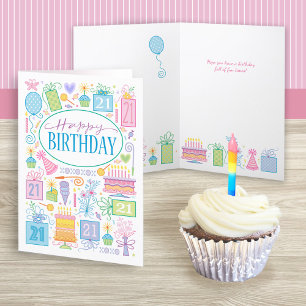 Carte d'anniversaire Girly 21st