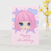 Carte d'anniversaire Girly de Marianne de fille (Fleur jaune)