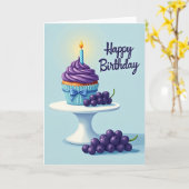 Carte d'anniversaire glacée violette (Fleur jaune)