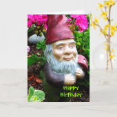 Carte d'anniversaire Gnome (Fleur jaune)