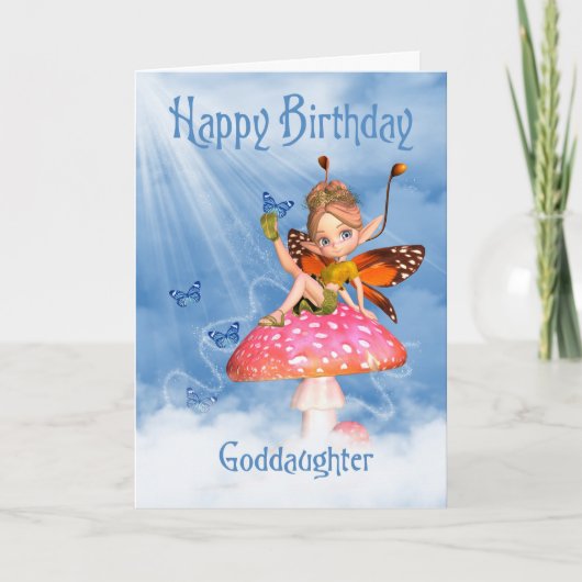 Carte d'anniversaire Godgirl - Fée mignonne sur un (Devant)