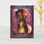 Carte d'anniversaire Godgirl - Fée rose mignonne (Fleur jaune)