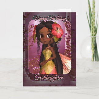 Carte d'anniversaire Godgirl - Fée rose mignonne