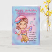 Carte d'anniversaire Godgirl - fille mignonne avec (Fleur jaune)
