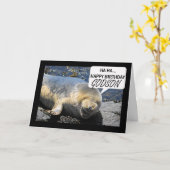 Carte d'anniversaire Godson avec un petit phoque r (Fleur jaune)