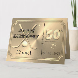 Carte d'anniversaire Gold 50th personnalisée pour 