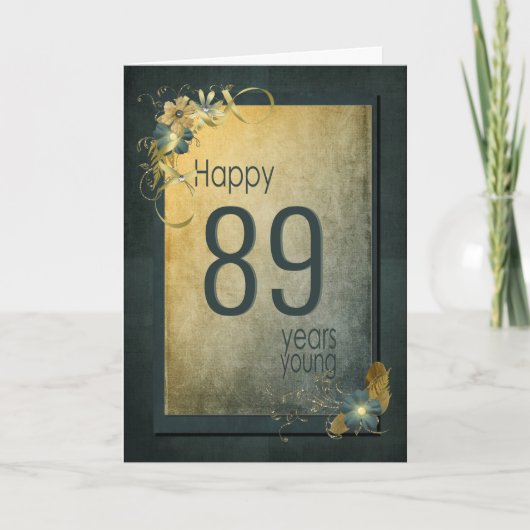 Carte d'anniversaire Gold 89e vintage (Devant)