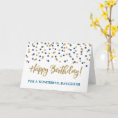 Carte d'anniversaire Gold Blue Confetti (Fleur jaune)
