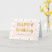 Carte d'anniversaire Gold Confetti rose Tante (Fleur jaune)
