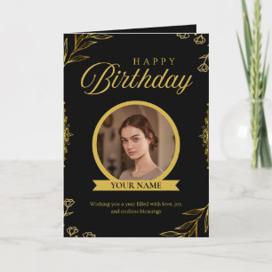 Carte d'Anniversaire Gold et Black Elegant