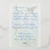 Carte d'Anniversaire Gold Foil aux colibris coloré (Verso)