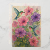 Carte d'Anniversaire Gold Foil aux colibris coloré (Recto/Verso)