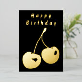 Carte d'anniversaire Gold Foil avec cerise rouge e (Debout devant)