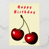 Carte d'anniversaire Gold Foil avec cerise rouge e (Verso)
