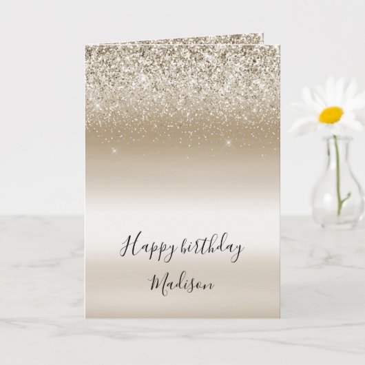 Carte d'anniversaire Gold Ombre Parties scintillan (Petite plante)