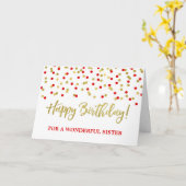 Carte d'anniversaire Gold Red Confetti (Fleur jaune)