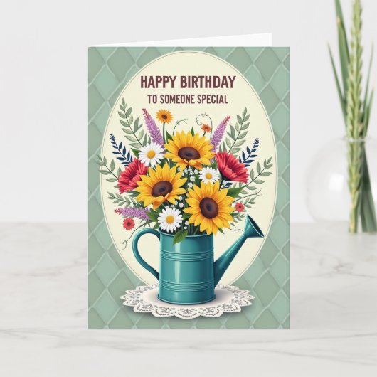 Carte d'anniversaire Golden Blooms (Devant)