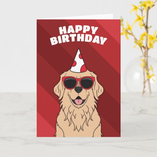 Carte d'anniversaire Golden Retriever (Fleur jaune)