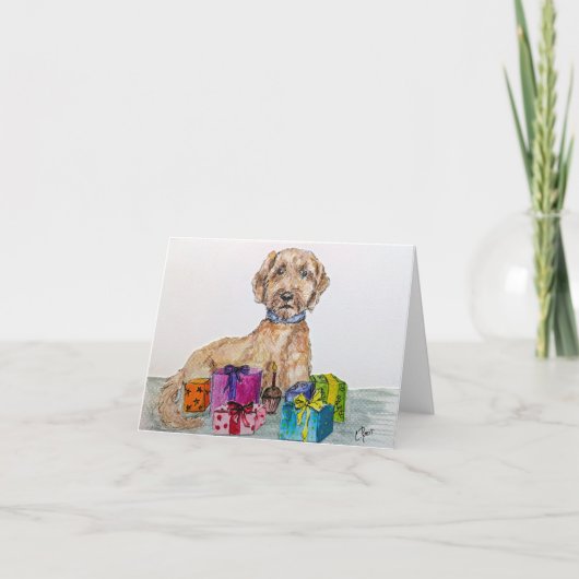 Carte d'anniversaire Goldendoodle (Devant)