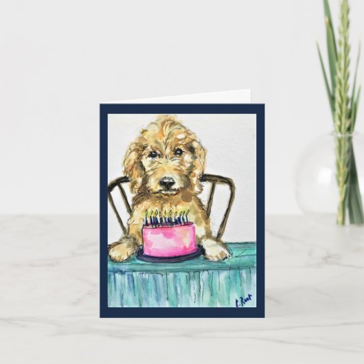 Carte d'anniversaire Goldendoodle (Devant)