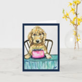 Carte d'anniversaire Goldendoodle (Fleur jaune)