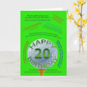Carte d'anniversaire Golf Jokes pour 20 ans (Fleur jaune)