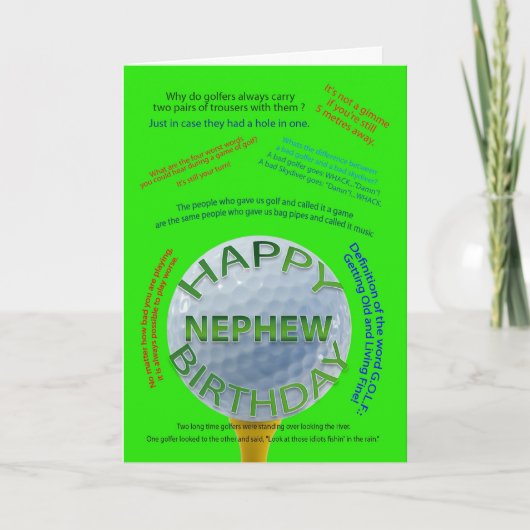 Carte d'anniversaire Golf Jokes pour Nephew (Devant)