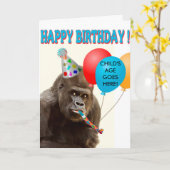 Carte d'anniversaire Gorilla personnalisable (Fleur jaune)