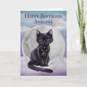 Carte d'anniversaire gothique avec un chat noir mi (Devant)