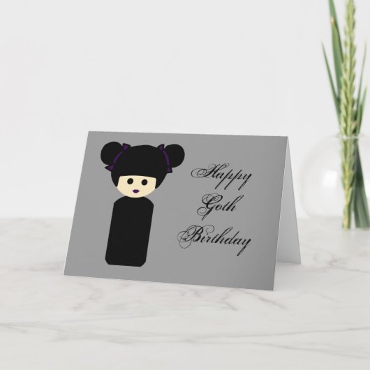 Carte d'anniversaire gothique de Kokeshi (Devant)