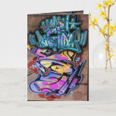 Carte d'anniversaire Graffiti (Fleur jaune)