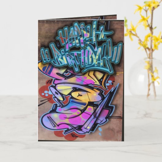 Carte d'anniversaire Graffiti (Fleur jaune)