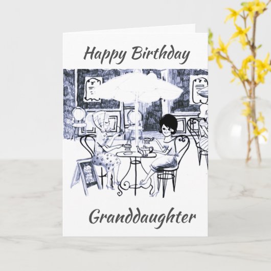 CARTE D'ANNIVERSAIRE "GRAND-FILLE" (Fleur jaune)