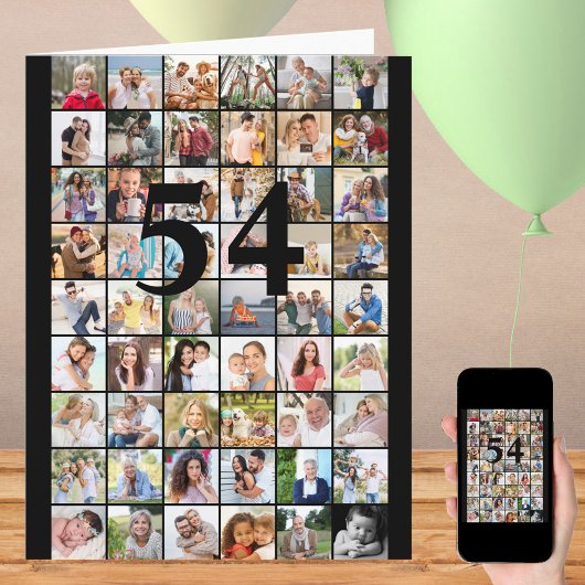 Carte d'anniversaire grand format avec collage de