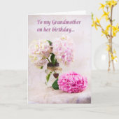 Carte d'anniversaire grand-mère hydrangeas roses (Fleur jaune)