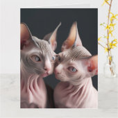 CARTE D'ANNIVERSAIRE GRANDE CAT SPHINX CHAT SANS P (Fleur jaune)