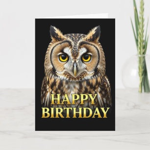 CARTE D'ANNIVERSAIRE GRANDE CHOUETTE EN GROS PLAN