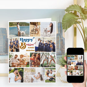 Carte d'anniversaire grande collage de 12 photos p