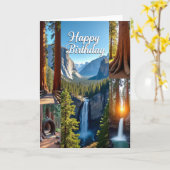 Carte d'anniversaire Grande Montagne (Fleur jaune)